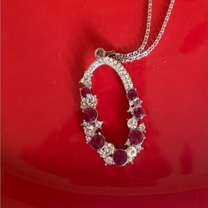 Paparazzi Silver Necklace with Deep Red Gems